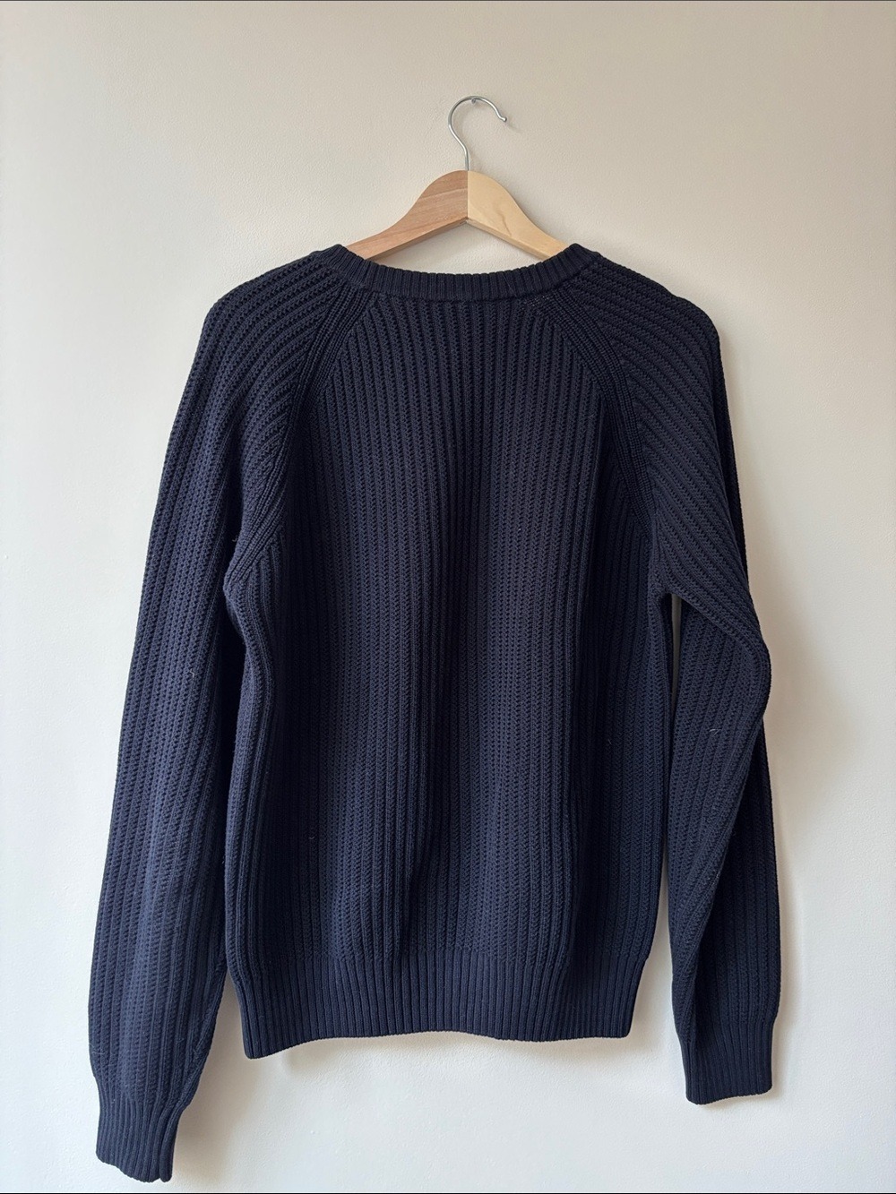 AMI Alexandre Mattiussi Navy Cotton English Rib Raglan Sweater - Picture 7 of 7